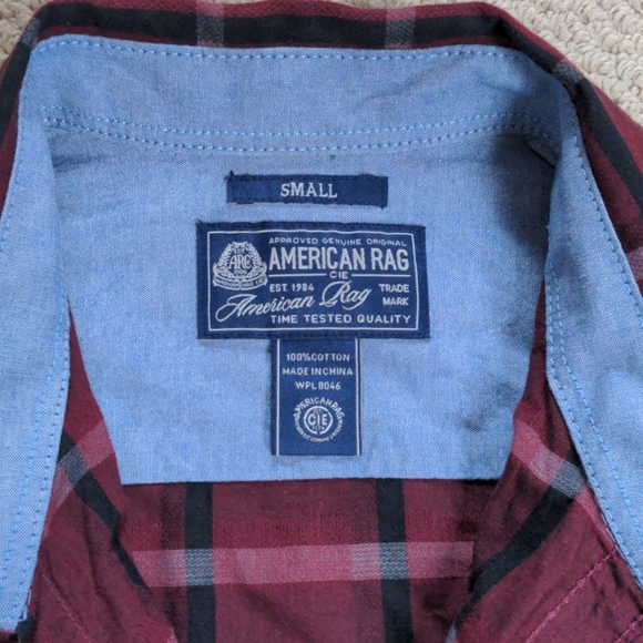 American Rag Burgundy Double Breast Pocket Shirt - Picture 3 of 4